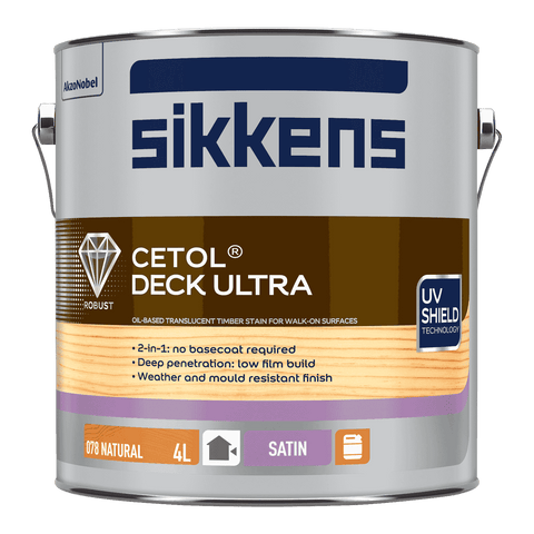 Sikkens 4L Natural Cetol Deck Ultra - Satin 2-in-1 Outdoor Decking Coating