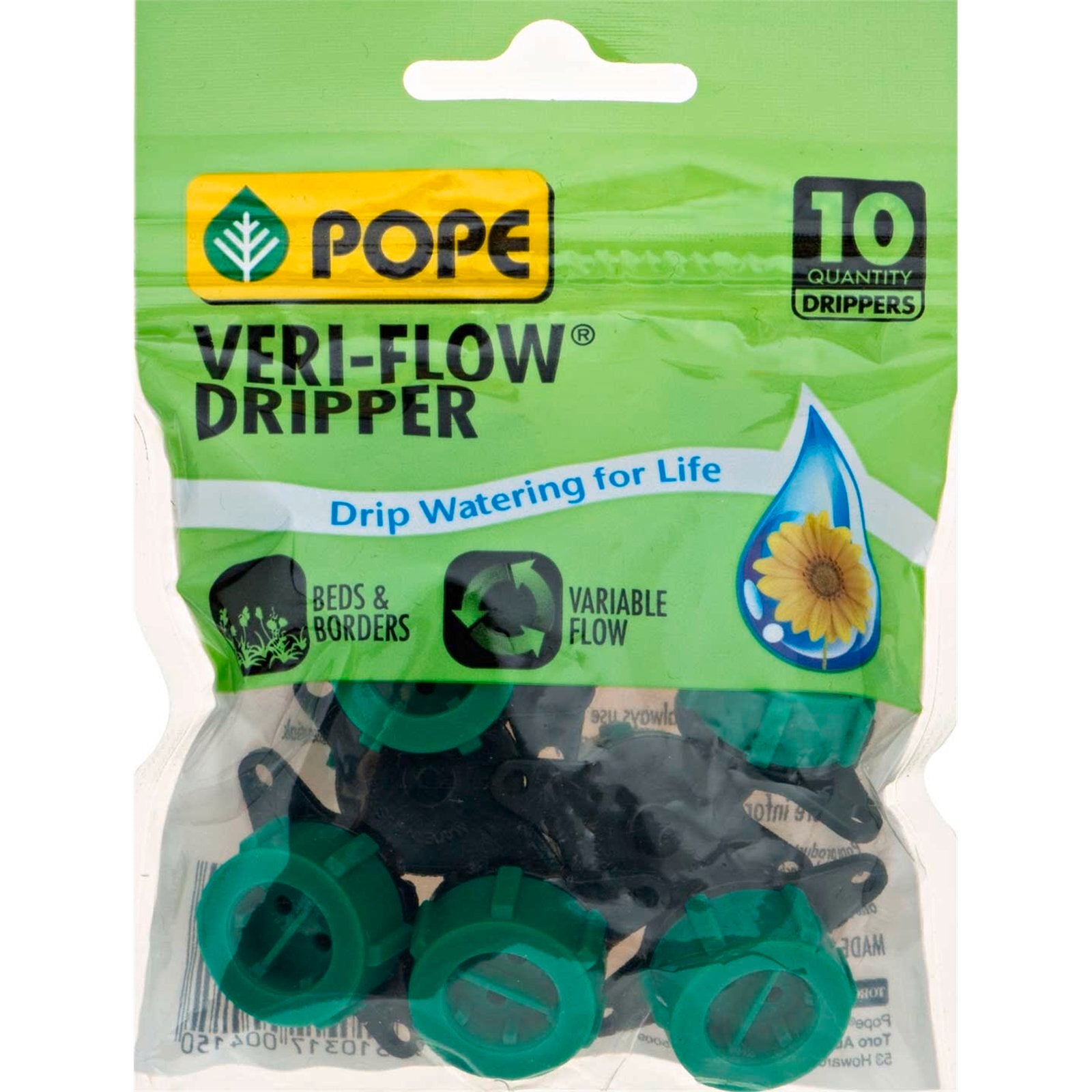 Pope Veriflow Adjustable Dripper - 10 Pack, Black Polypropylene