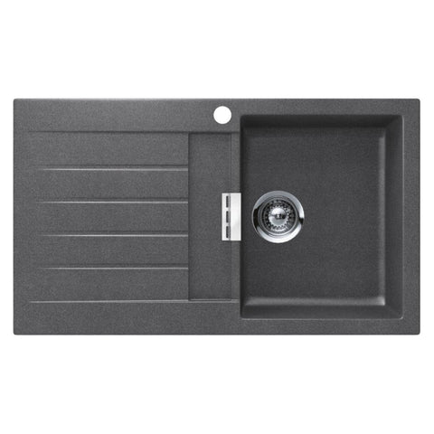 Abey Single Bowl Topmount Sink - 28L Granite Cristadur, Left Hand Drainer, Stone - D100SR