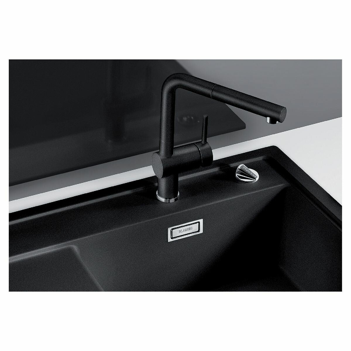 Blanco LINUS Kitchen Mixer Tap - Black, 360 Degree Swivel Spout, Ceramic Disk Cartridge - LINUSSB