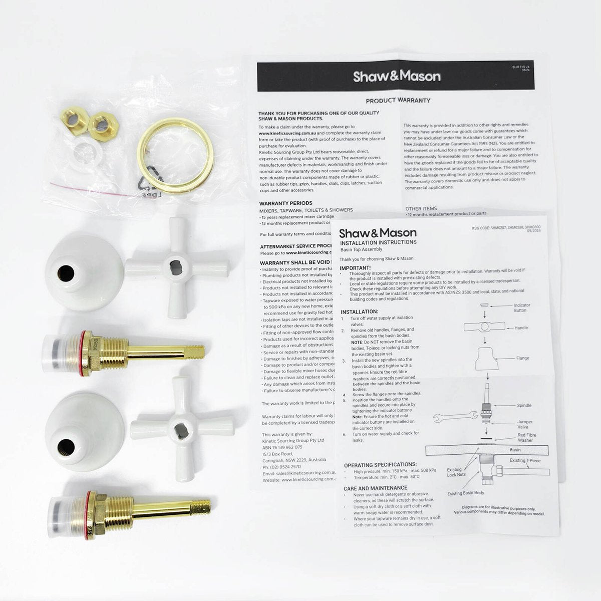 Shaw Mason Ivory Basin Top Assembly - Brass - 167mm x 105mm x 67mm - Durable - SuperSaverAU - view 4