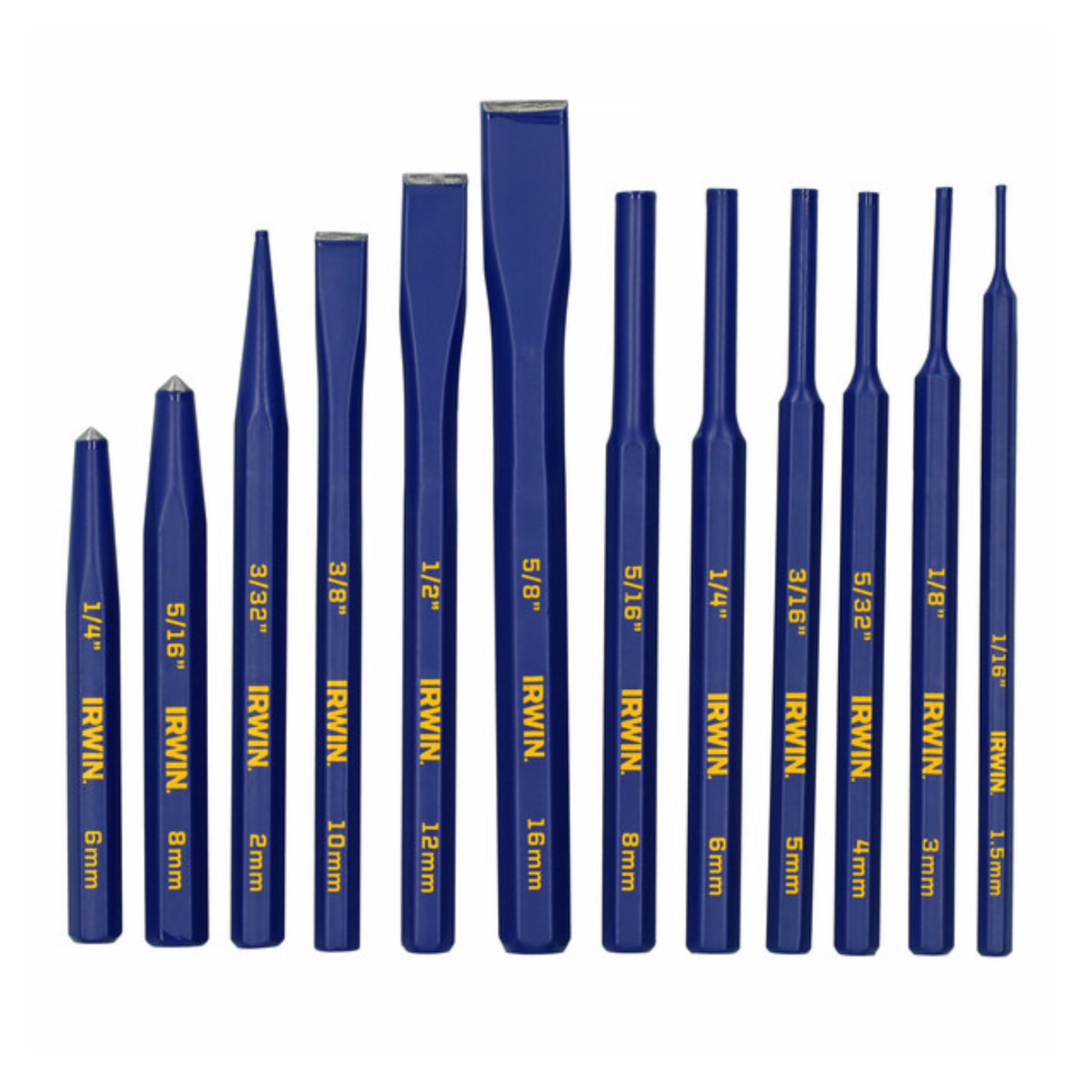 Irwin 12 Piece Cold Chisel and Punch Set - Forged Steel - 160mm x 231mm - SuperSaverAU - view 1