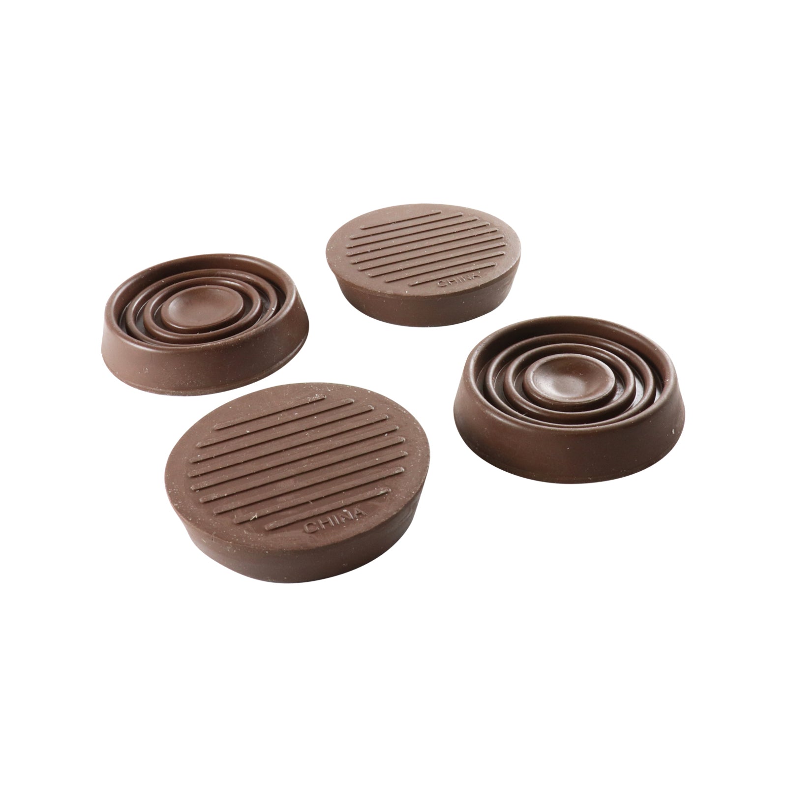 Surface Gard 37mm Brown Round Castor Cup Rubber Base - 4 Pack