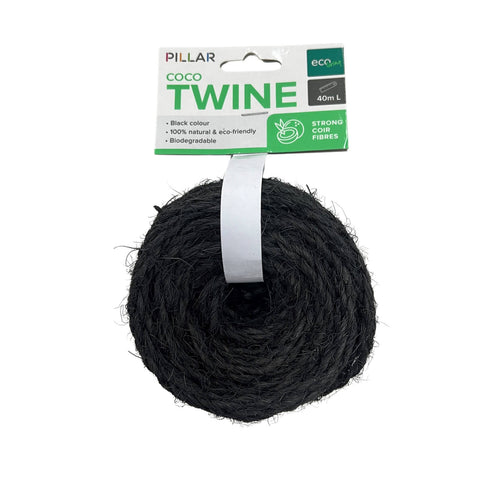 Pillar Black Coco Twine 40m Natural Coconut Fibre Plant Tie