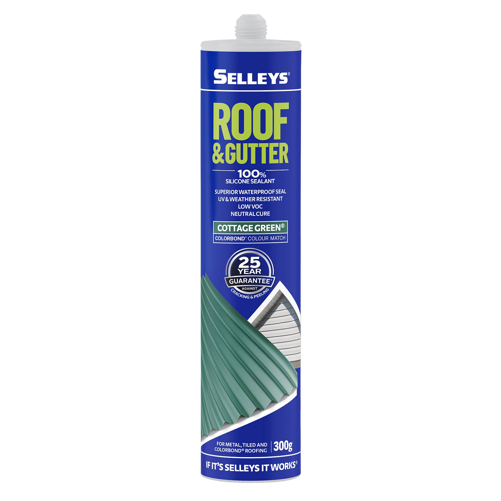 Selleys Roof & Gutter Silicone Sealant 300g Cottage Green - Waterproof UV Resistant
