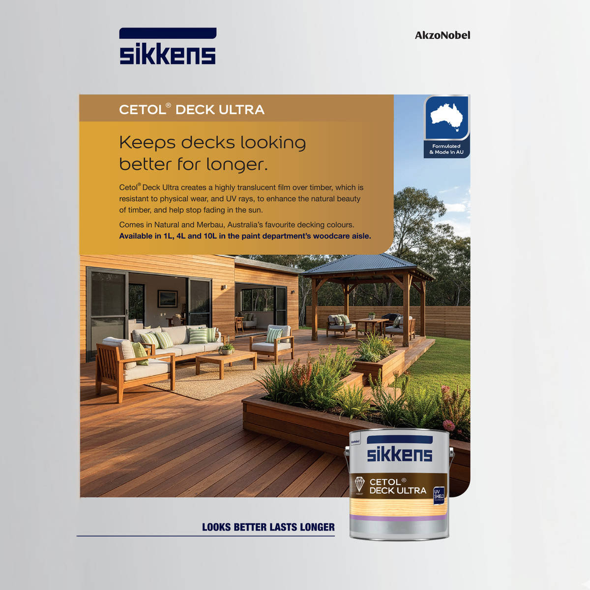 Sikkens 4L Natural Cetol Deck Ultra Slip Resistant - Satin Outdoor Decking