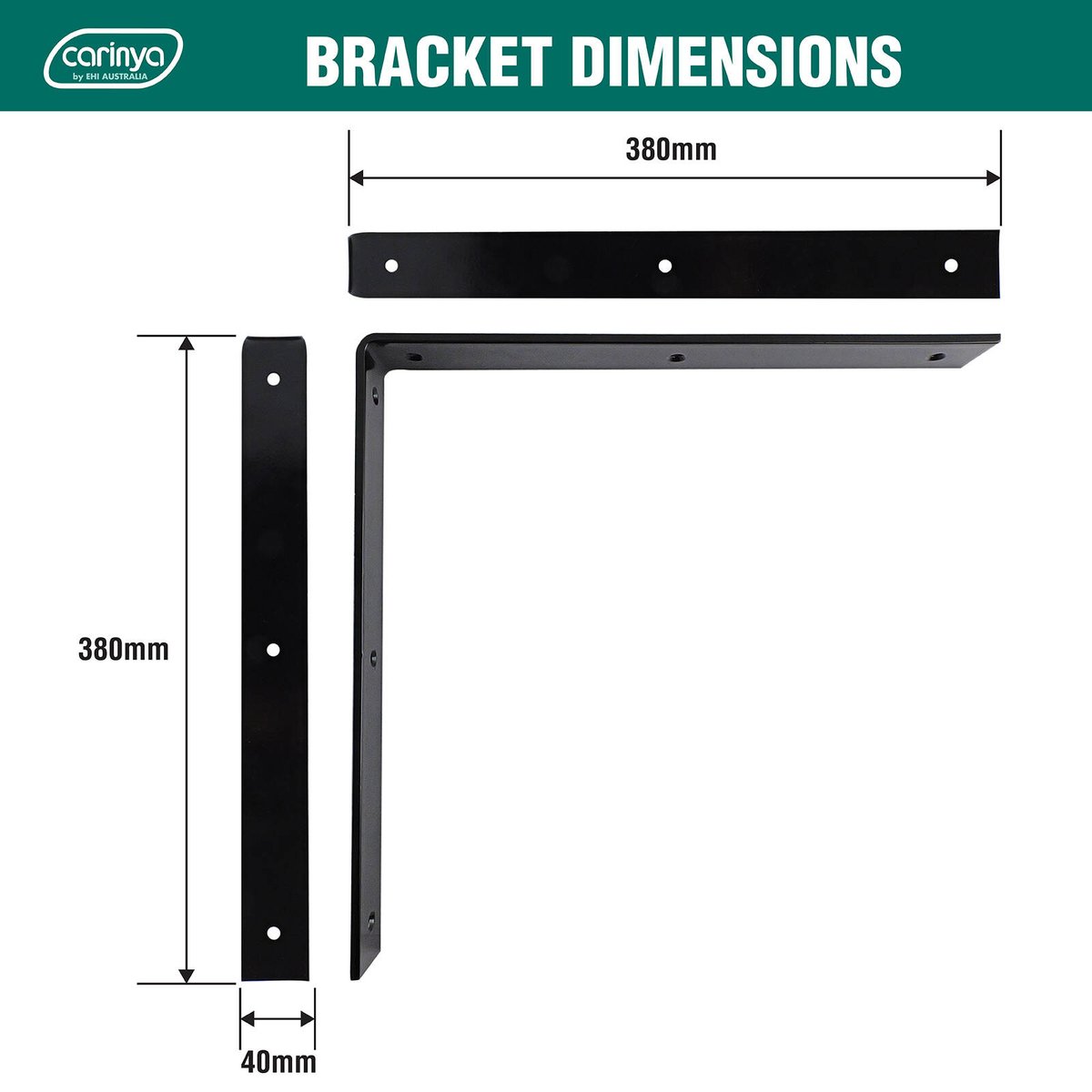 Carinya Black Angle Bracket 380 x 380mm - Heavy-Duty Support Solution - SuperSaverAU - view 4