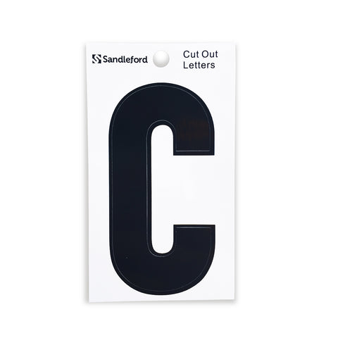 Sandleford 85mm Black Cut Out Self Adhesive House Letter C - Weather Resistant Gloss