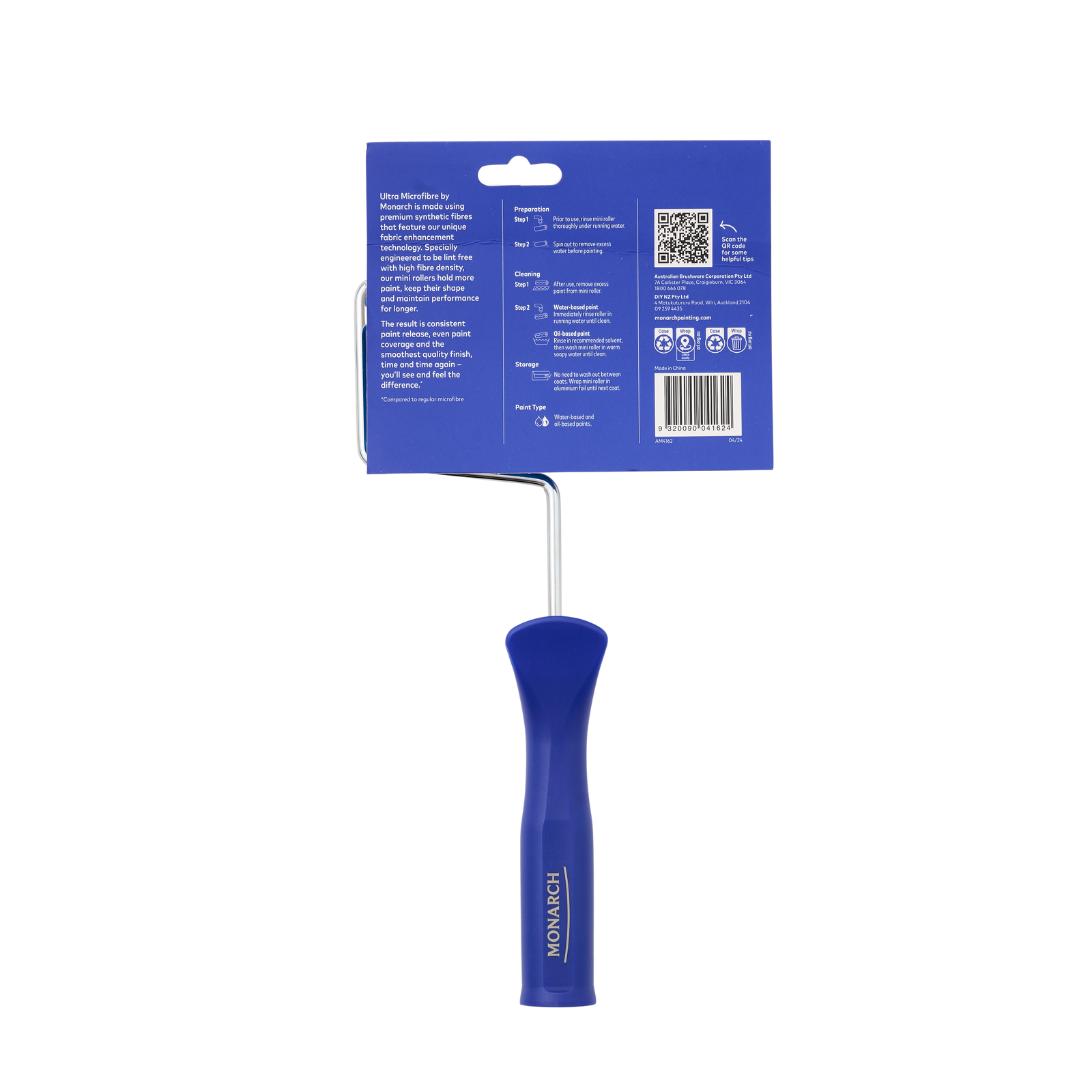Monarch 160mm 10mm Nap Ultra Microfibre All Purpose Mini Roller 2 Piece