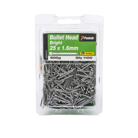 Paslode Bullet Head Nails 25mm Bright Steel 1100 Pack General Purpose - SuperSaverAU - view 1