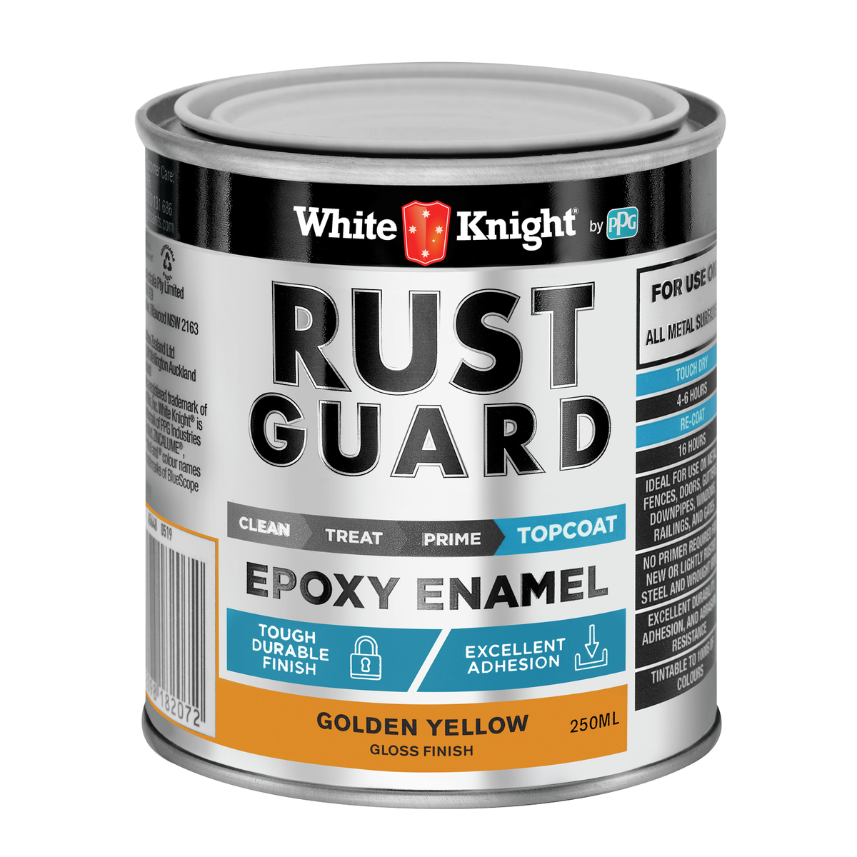 White Knight Rust Guard Epoxy Enamel Paint 250ml Golden Yellow - UV Resistant, Durable - SuperSaverAU - view 1