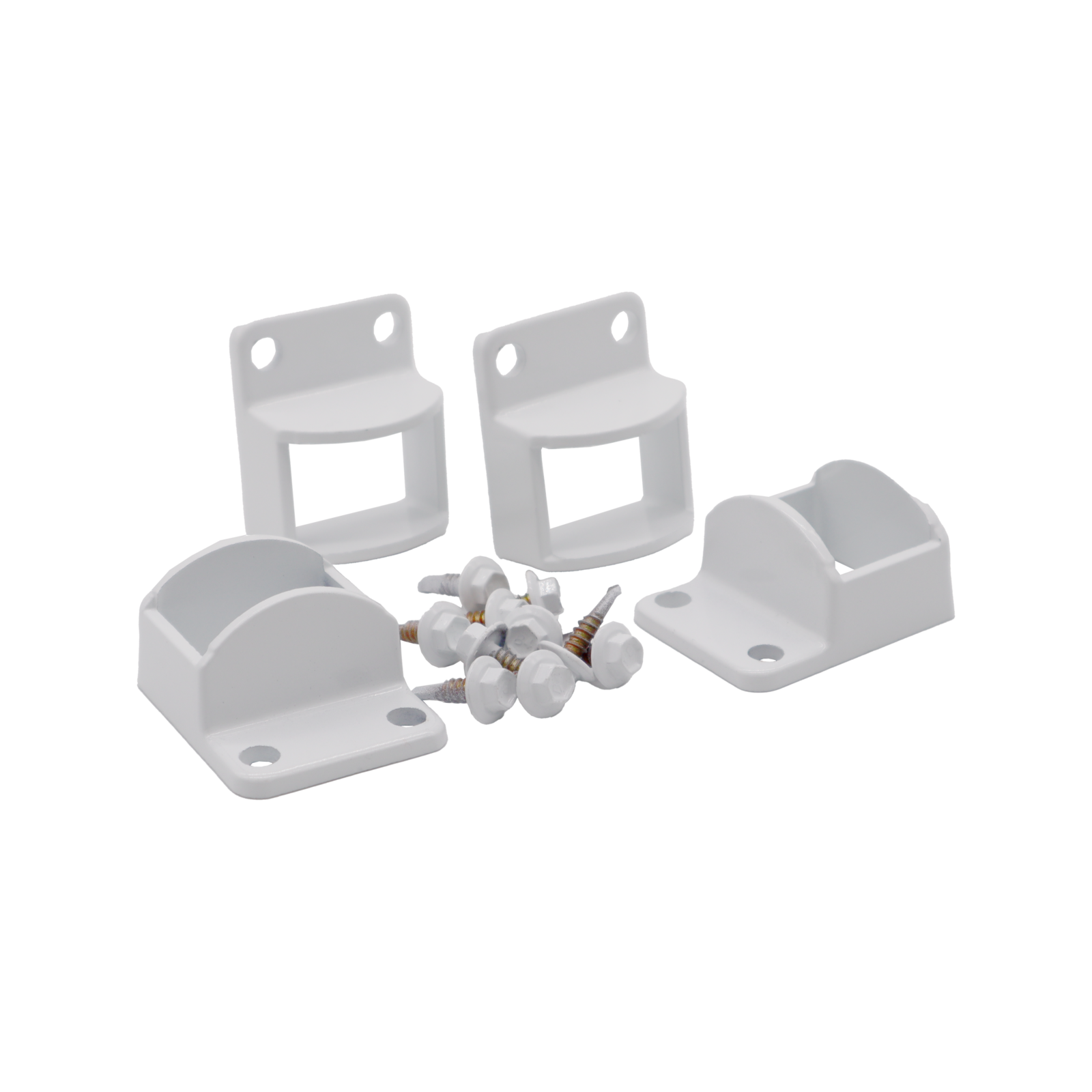 ProtectorAl Pearl White Aluminium Pool & Garden Fence Panel Brackets 38 x 25mm - 4 Pack