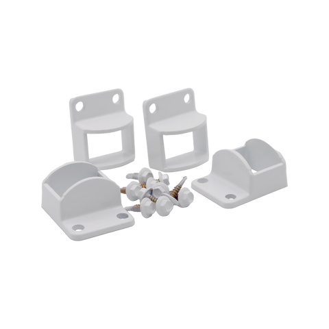 ProtectorAl Pearl White Aluminium Pool & Garden Fence Panel Brackets 38 x 25mm - 4 Pack