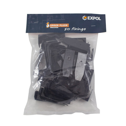 Expol Black PVC L Bracket Insulation Panel Fixings - 50 Pack