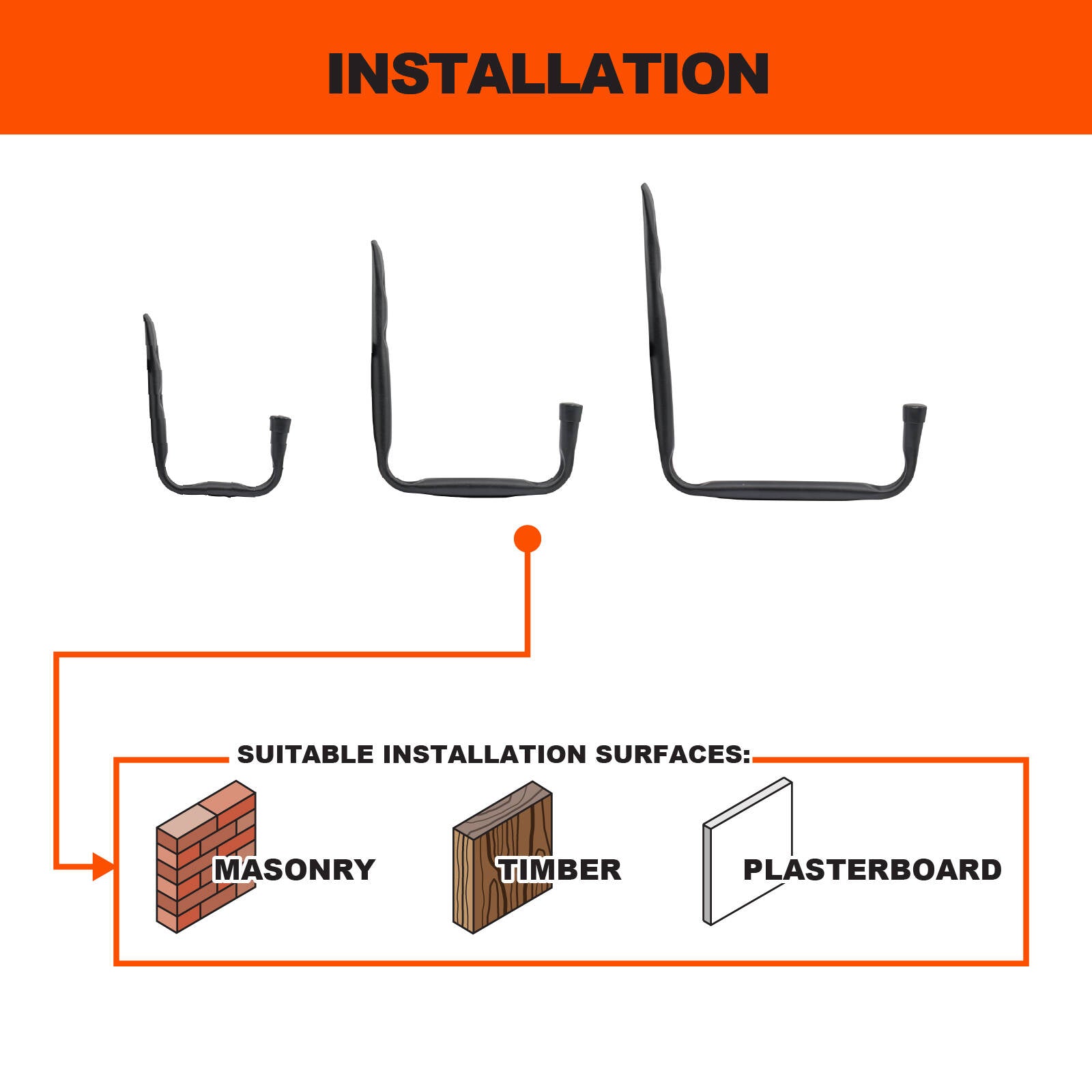 Everhang Black Steel Storage Tube Hook - Multi Pack