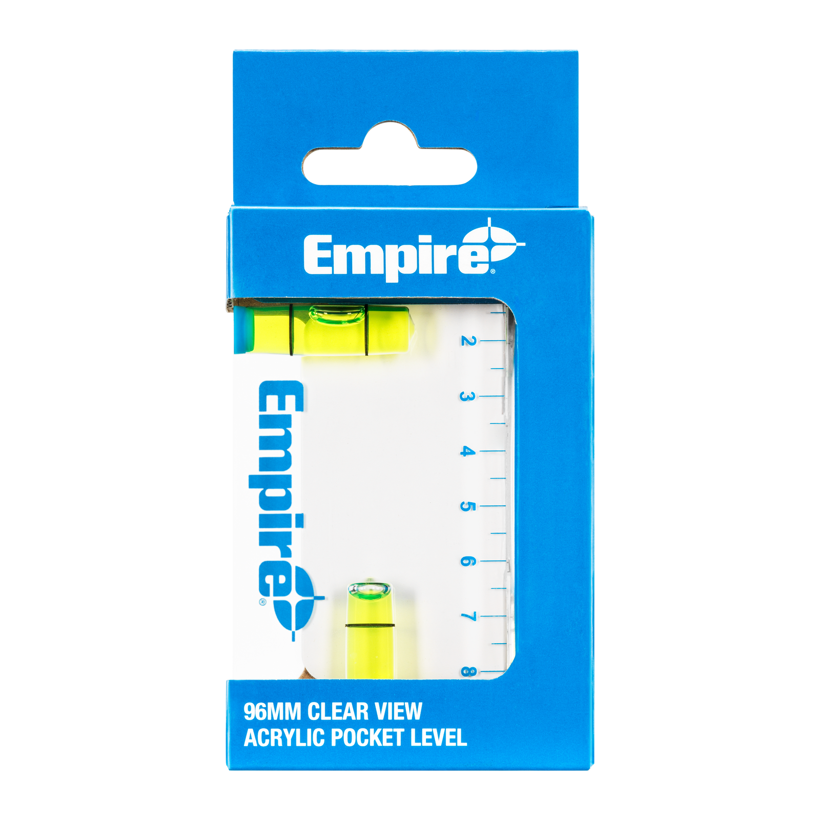 Empire 96mm Clear View Pocket Level, Clear Acrylic, Waterproof, 2 Vial