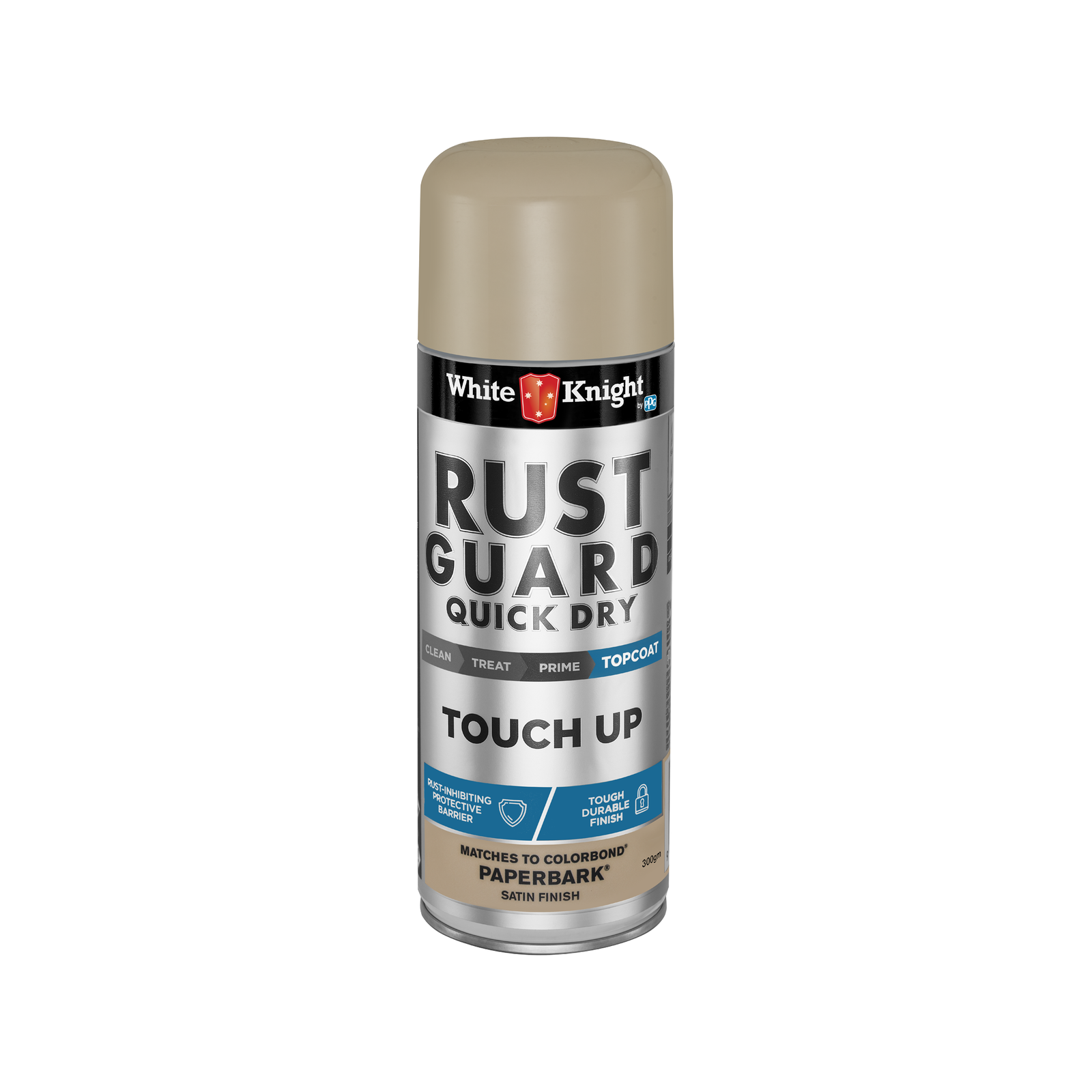 White Knight Rust Guard 300g Paperbark Satin Touch Up Spray Paint
