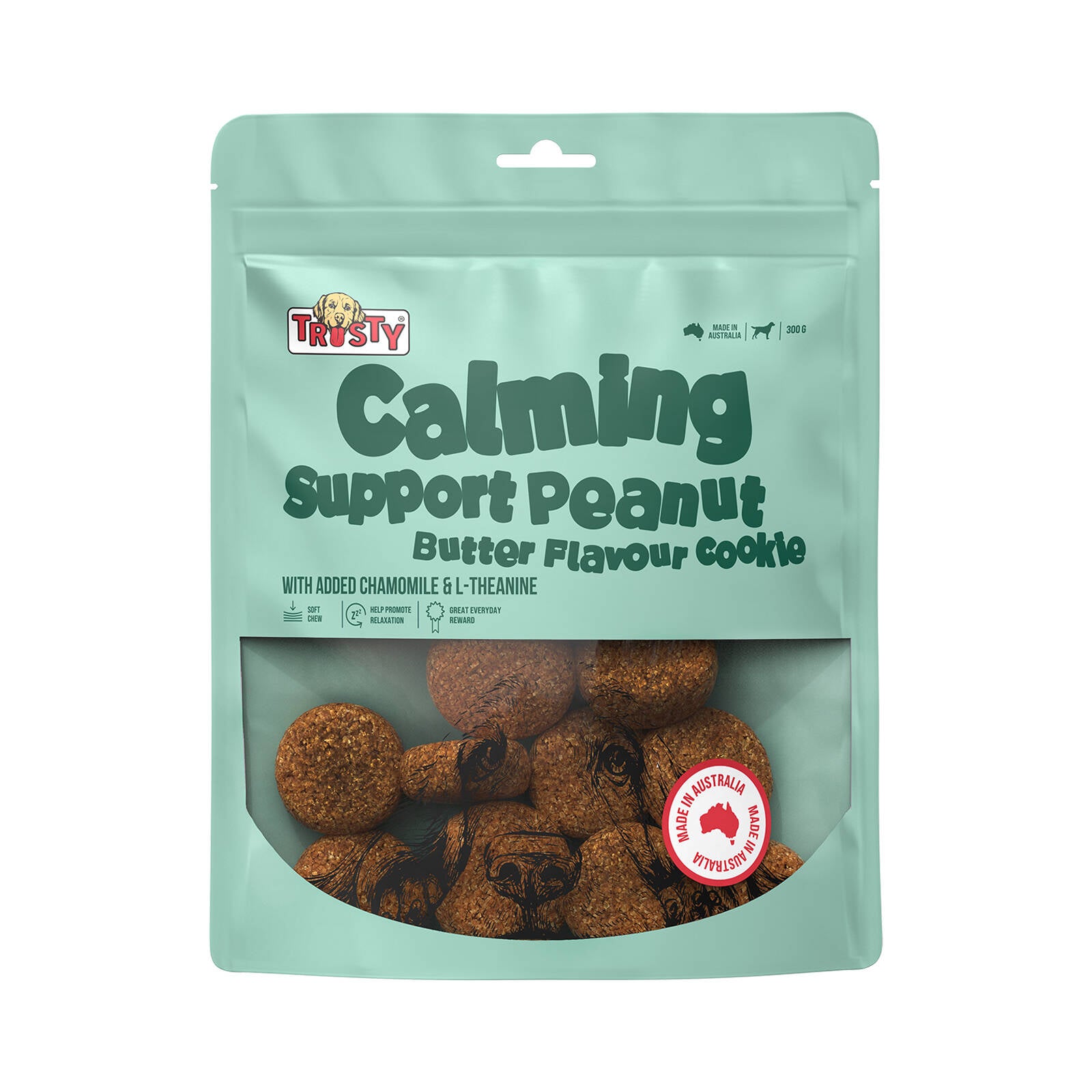 Trusty Calming Support Peanut Butter Cookie Dog Treats 300g
