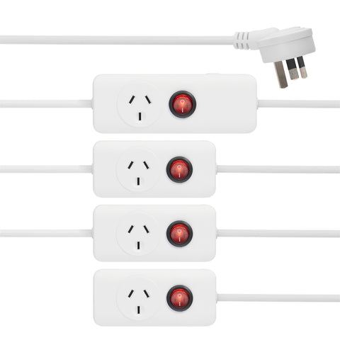 Arlec 4m Extension Lead 4 Switched Power Outlets 240V 10A DES4