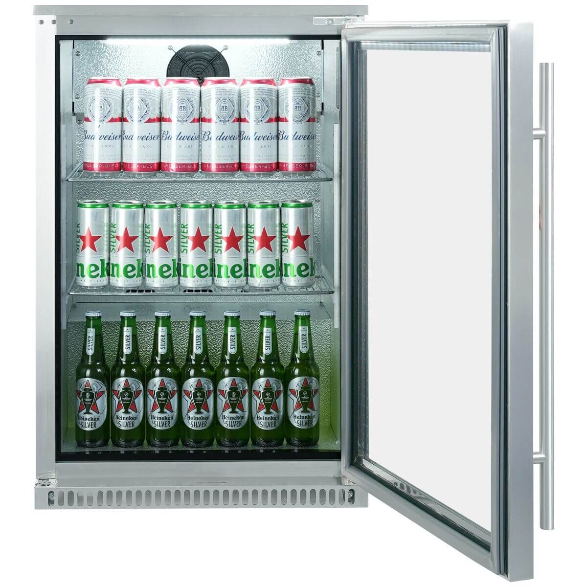 Bosston Grills 118L single door alfresco fridge - 304 stainless steel, right hinge, lockable - NAPSDRH