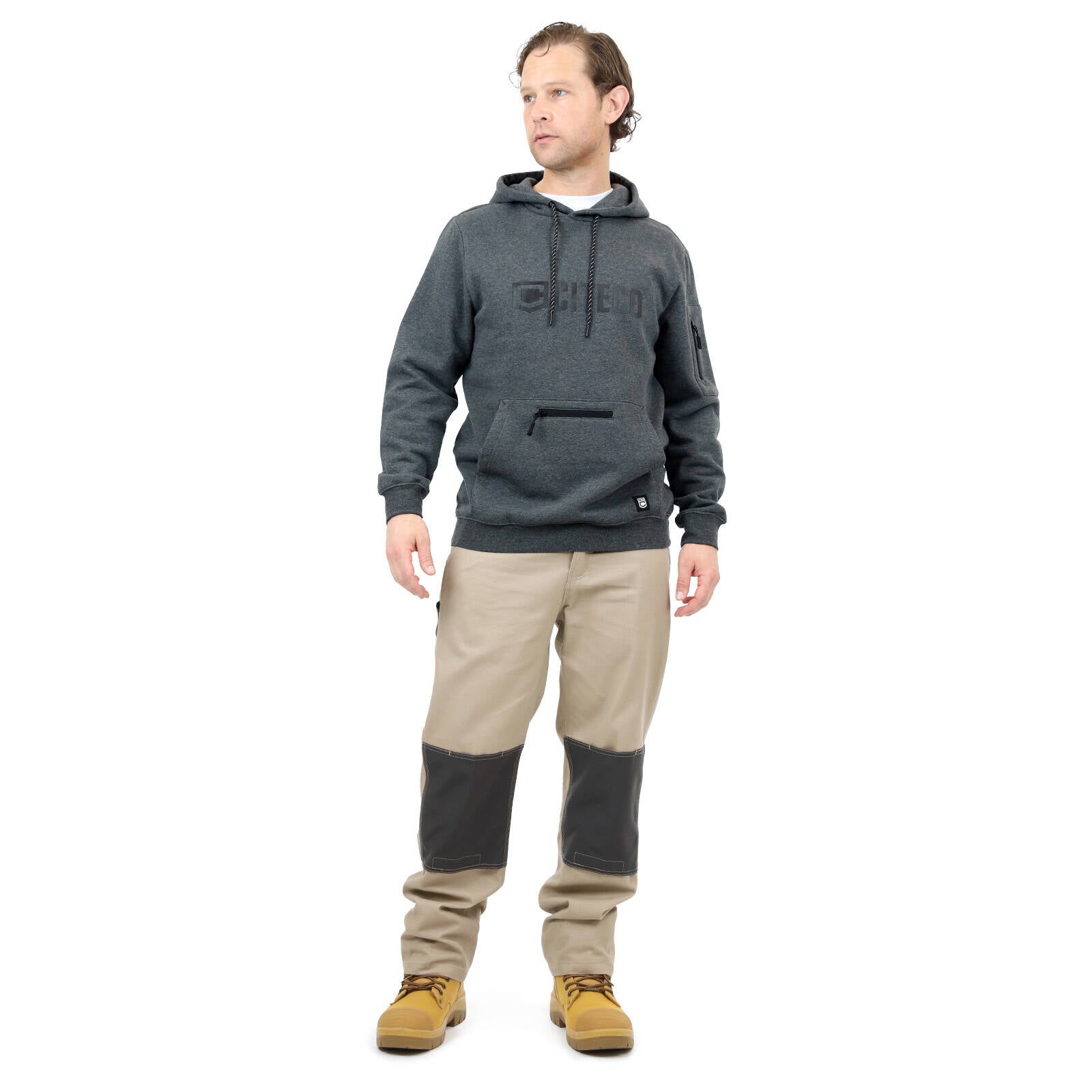 Citeco Charcoal Marle Hoodie - Men's Cotton/Polyester Work Hoodie, Small