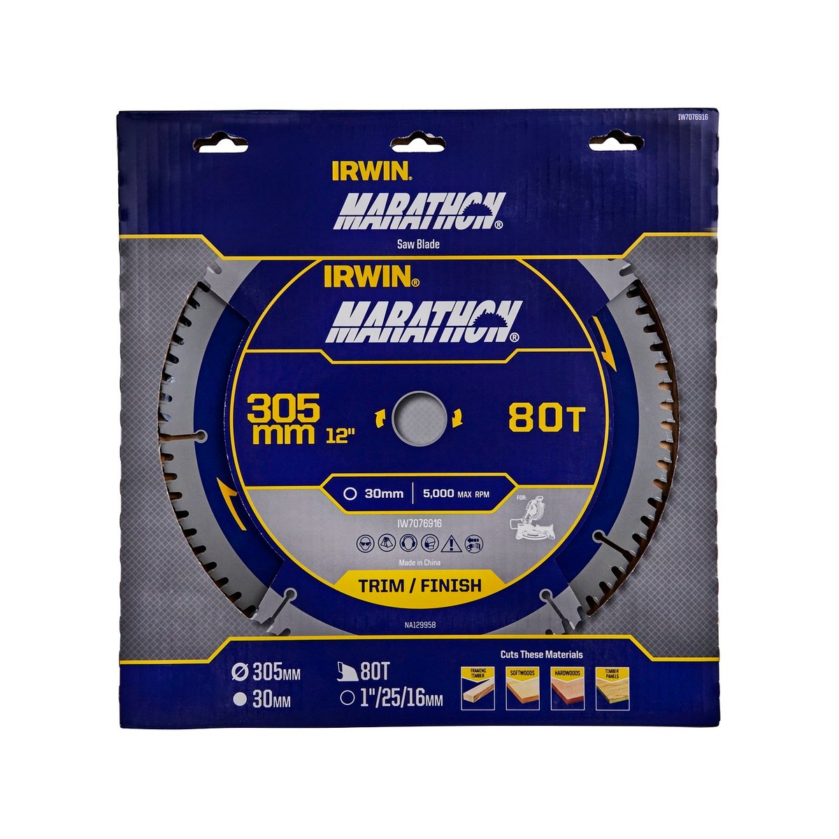 Irwin 305mm 80t Marathon Circular Saw Blade - Tungsten Carbide - Durable - SuperSaverAU - view 2