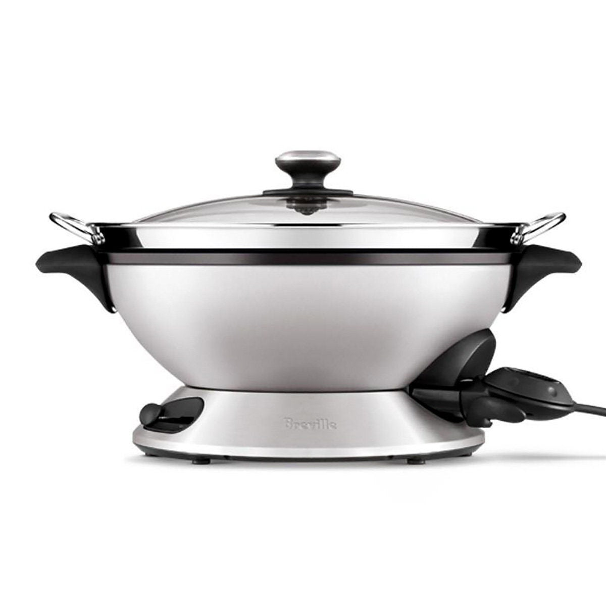 Breville Electric Wok and Steamer - 8L Capacity, 2400W, 6 Cooking Settings, Stainless Steel - BEW820BSS