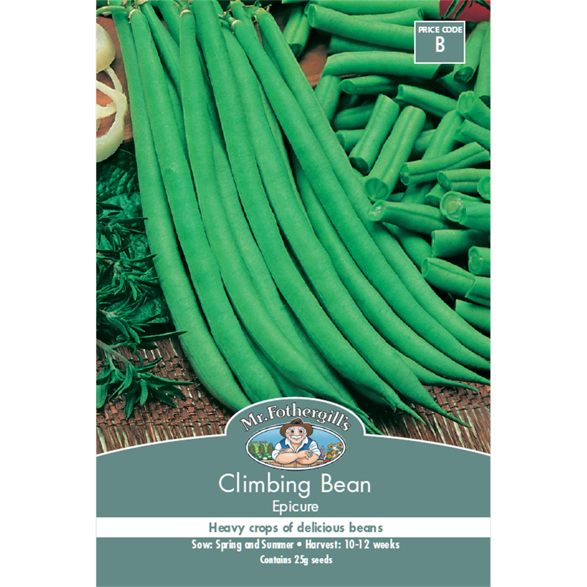 Mr Fothergill Climbing Bean Seeds 12 Weeks Green Premium Flavor - SuperSaverAU - view 1