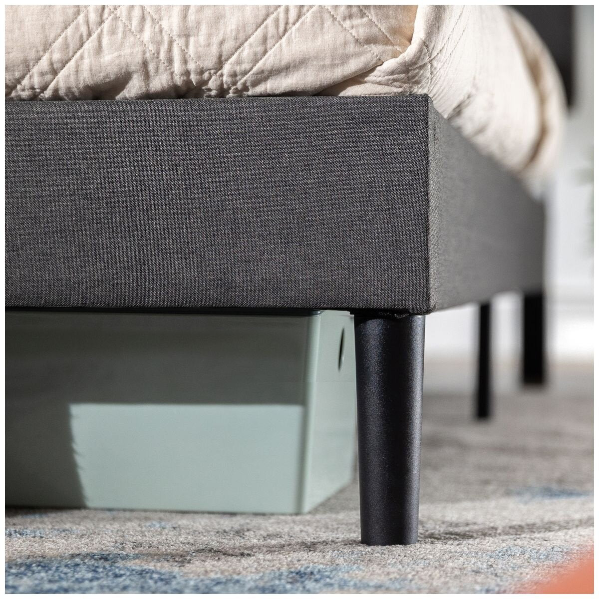 Zinus Single Cambril bed frame - dark grey fabric upholstery, steel frame, 150kg capacity - AU-FPPBC1-38S