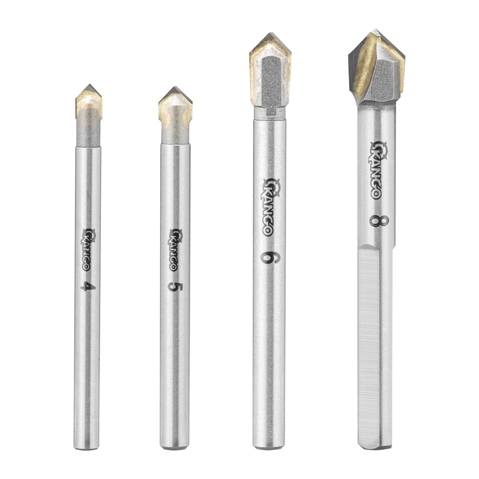 Kango 4 Piece Glass & Tile Drill Bit Set - 4, 5, 6 & 8mm Carbide