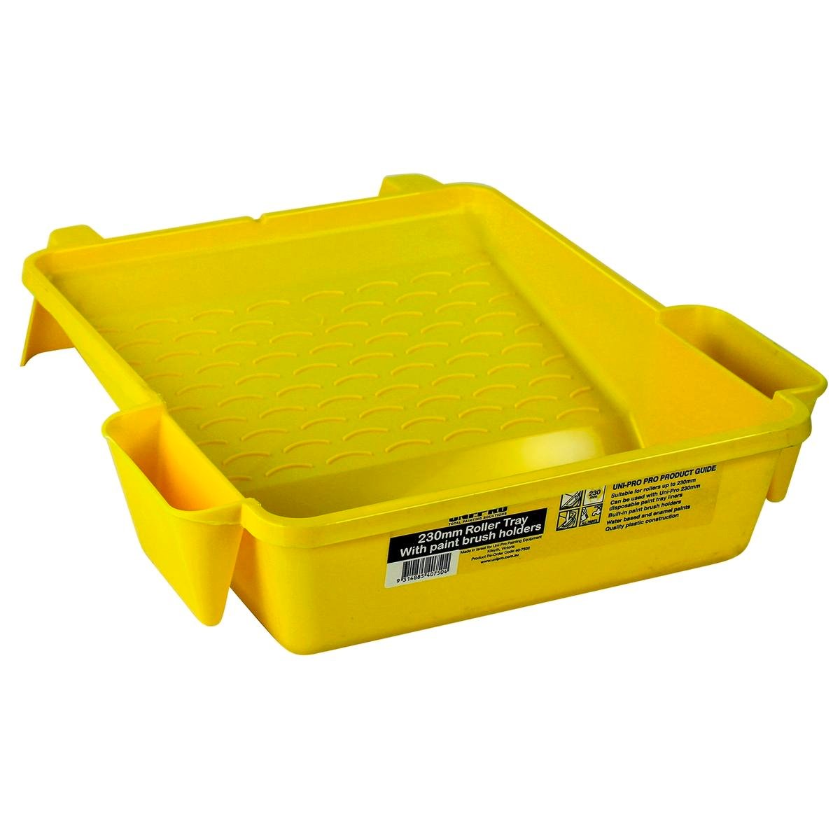 UNi-PRO 230mm Paint Tray with 2 Brush Holders Plastic Yellow