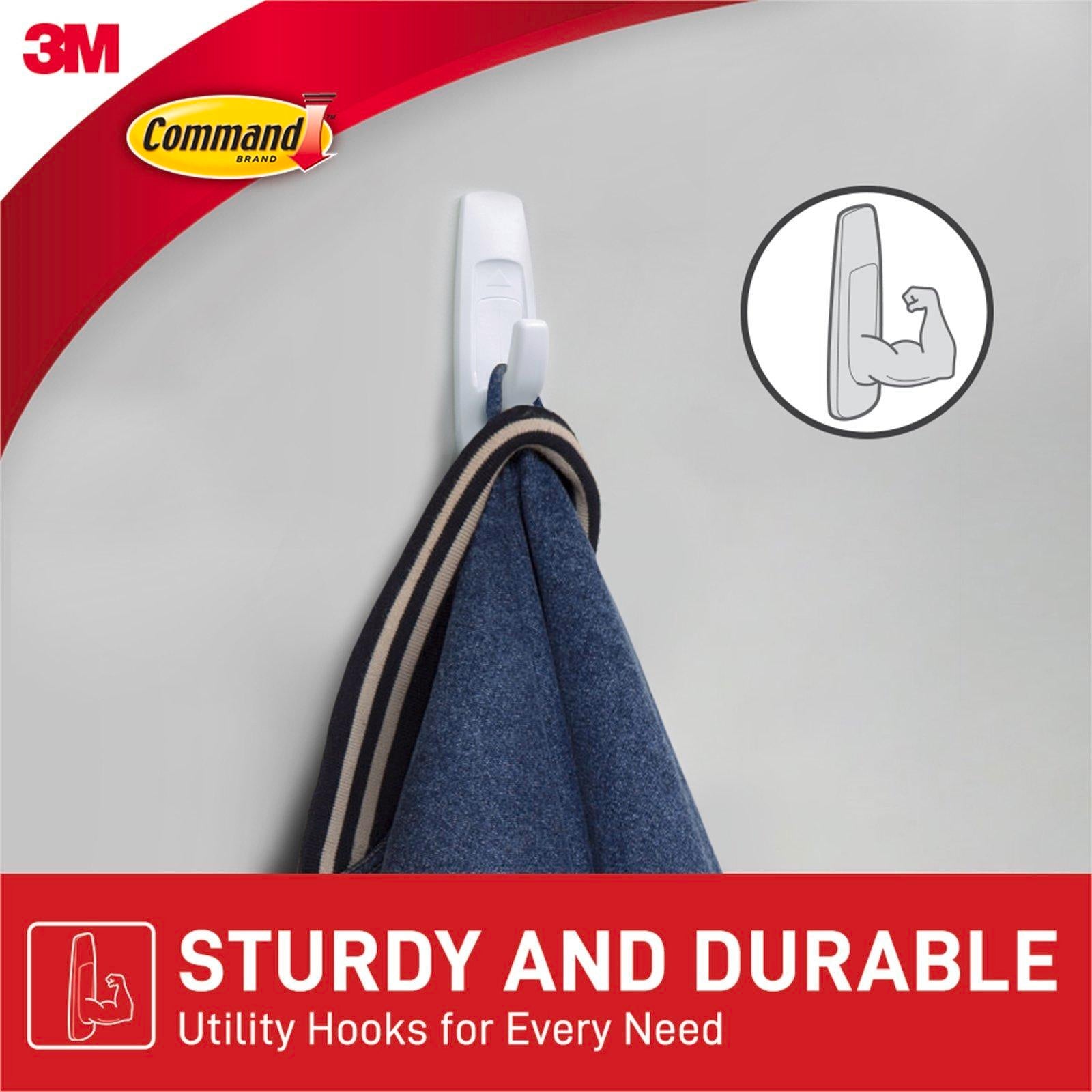 Command Large White Plastic Adhesive Hooks 4 Pack 2.2kg