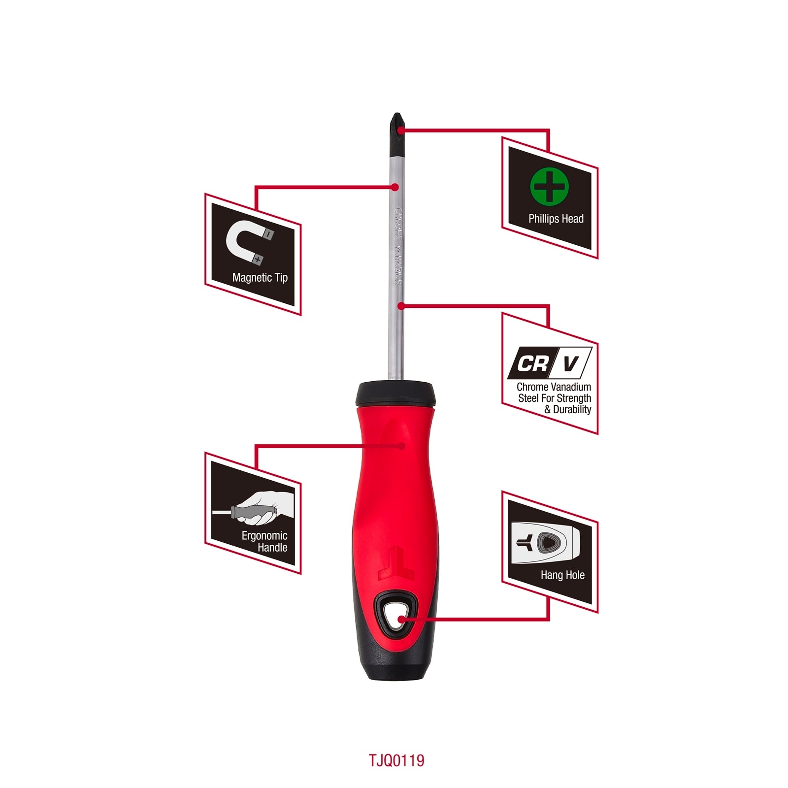 Trojan 100mm No.2 Phillips Screwdriver, CRV Shaft