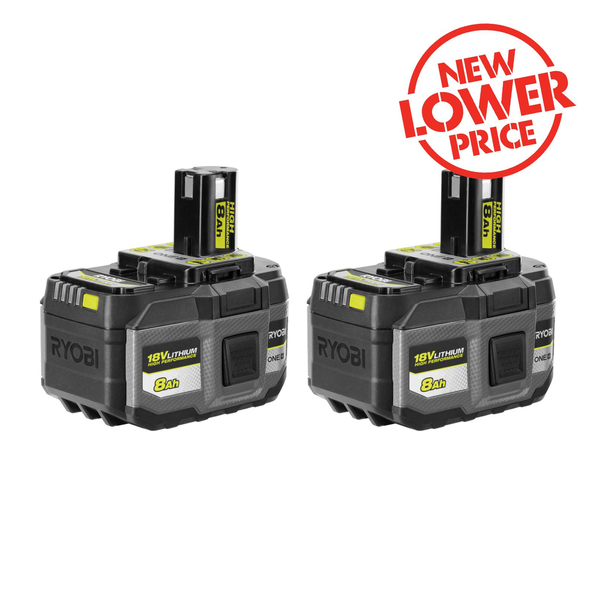 Ryobi 18V ONE+ HP 8.0Ah Lithium Battery Twin Pack RB188080X for High-Draw Tools