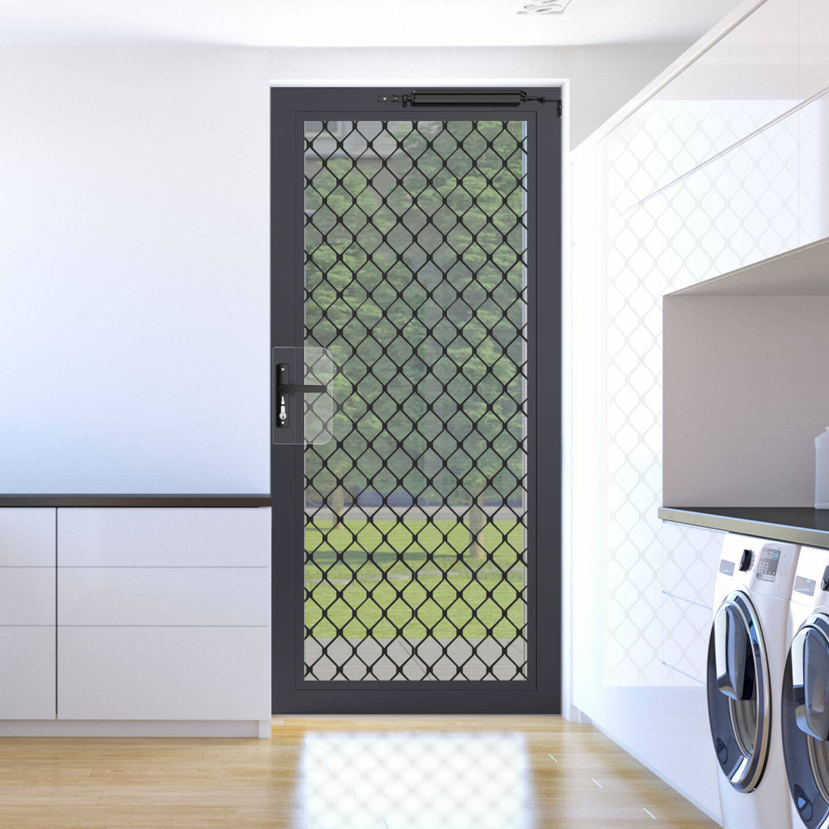 Rolltrak Keyed Hinged Screen Door Lock Black Alloy Powder Coated