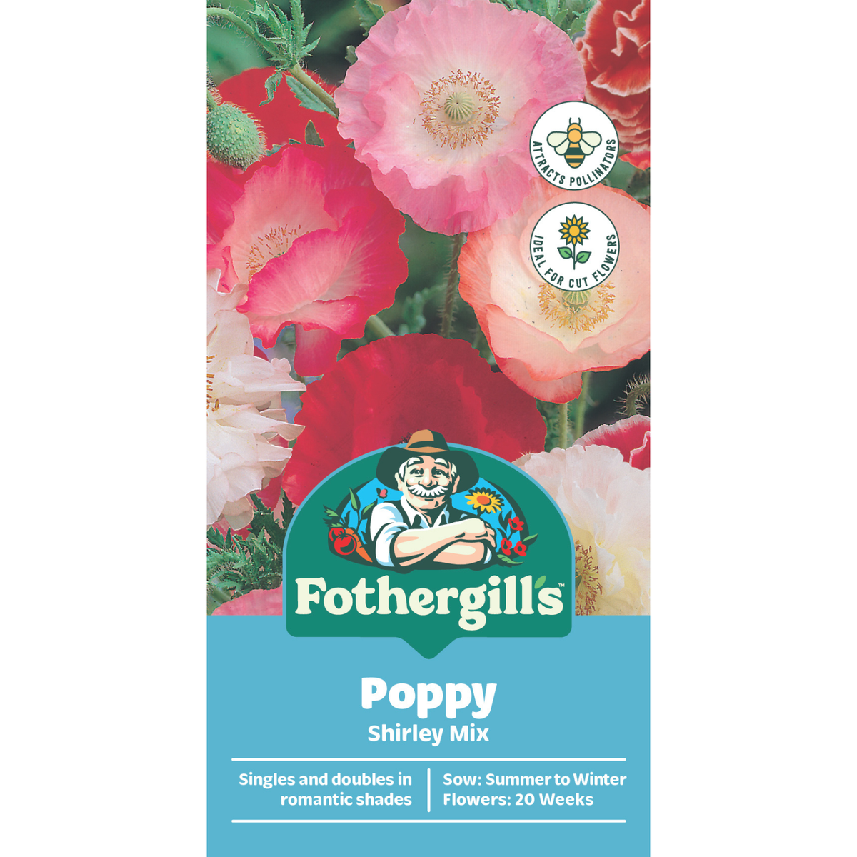 Mr Fothergill's Poppy Shirley Mix Seeds - 60cm, Full Sun