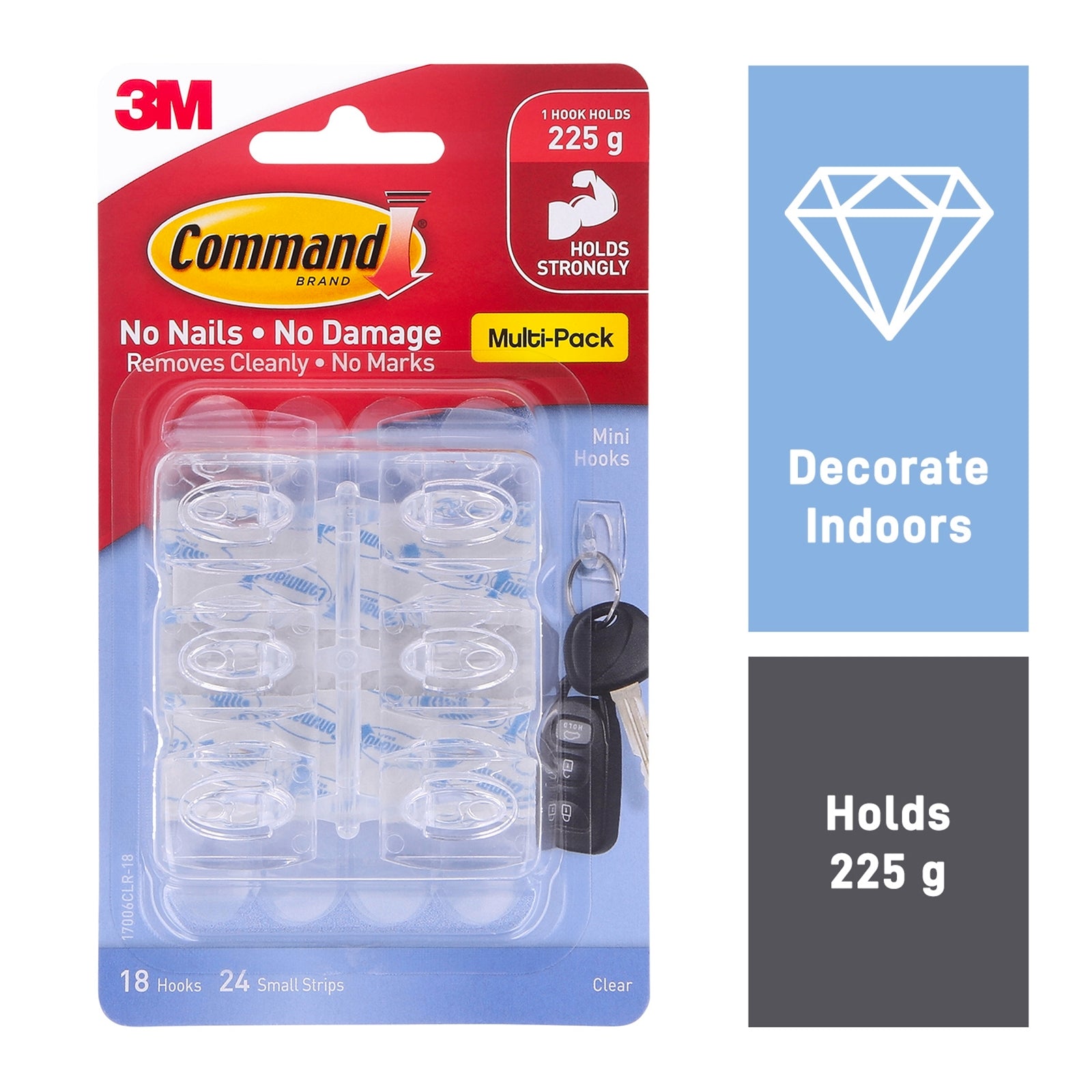 Command Mini Clear Adhesive Hooks Value Pack - 18 Pack, Damage-Free