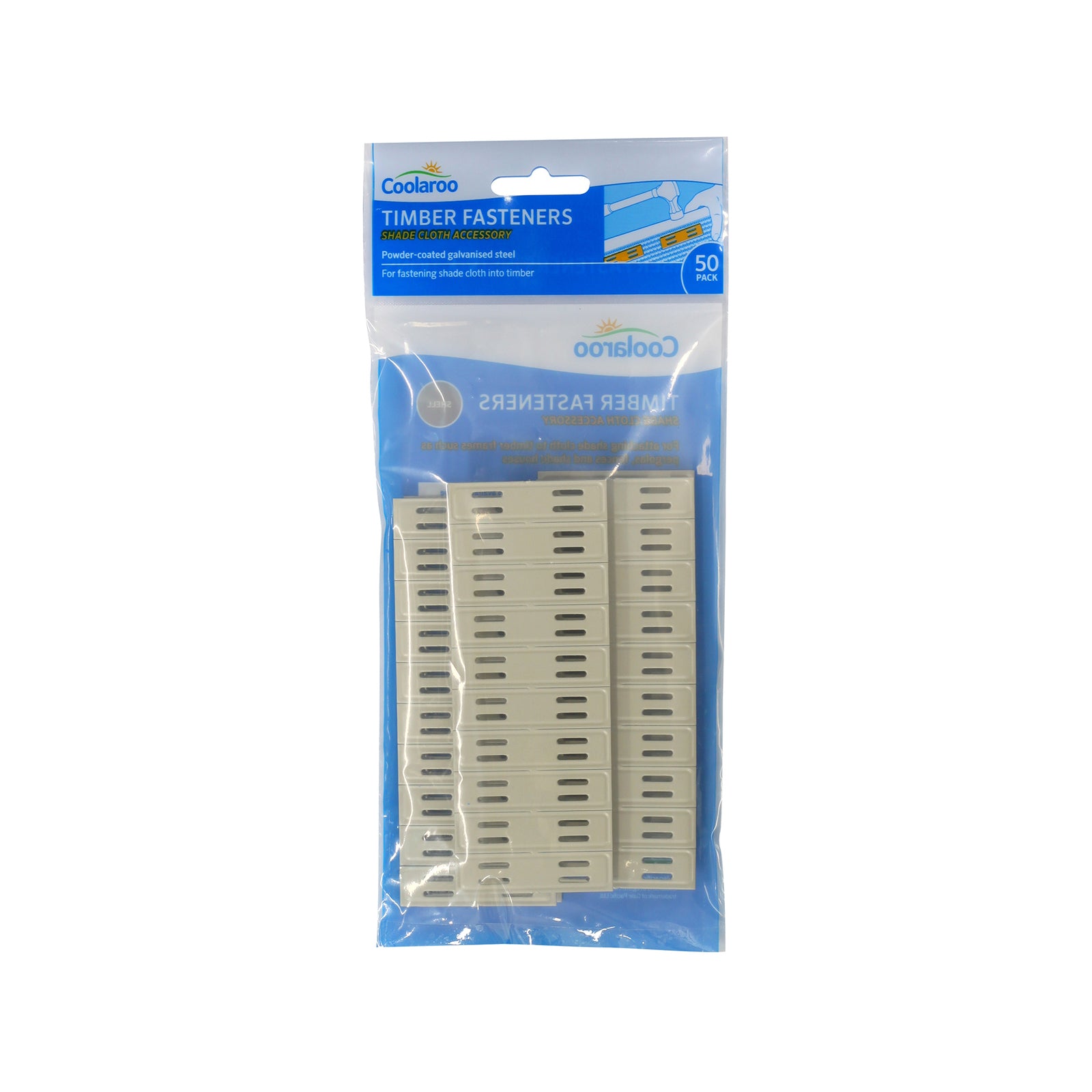 Coolaroo Shell Steel Timber Fasteners for Shade Cloth - 50 Pack