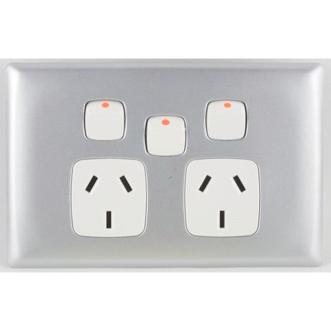 HPM Linea Double Powerpoint - 82mm x 127mm - Plastic - Low Profile - SuperSaverAU - view 1