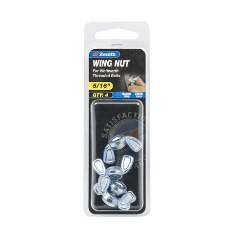 Zenith 5/16" Zinc Plated Wing Nuts – 4 Pack - SuperSaverAU - view 1