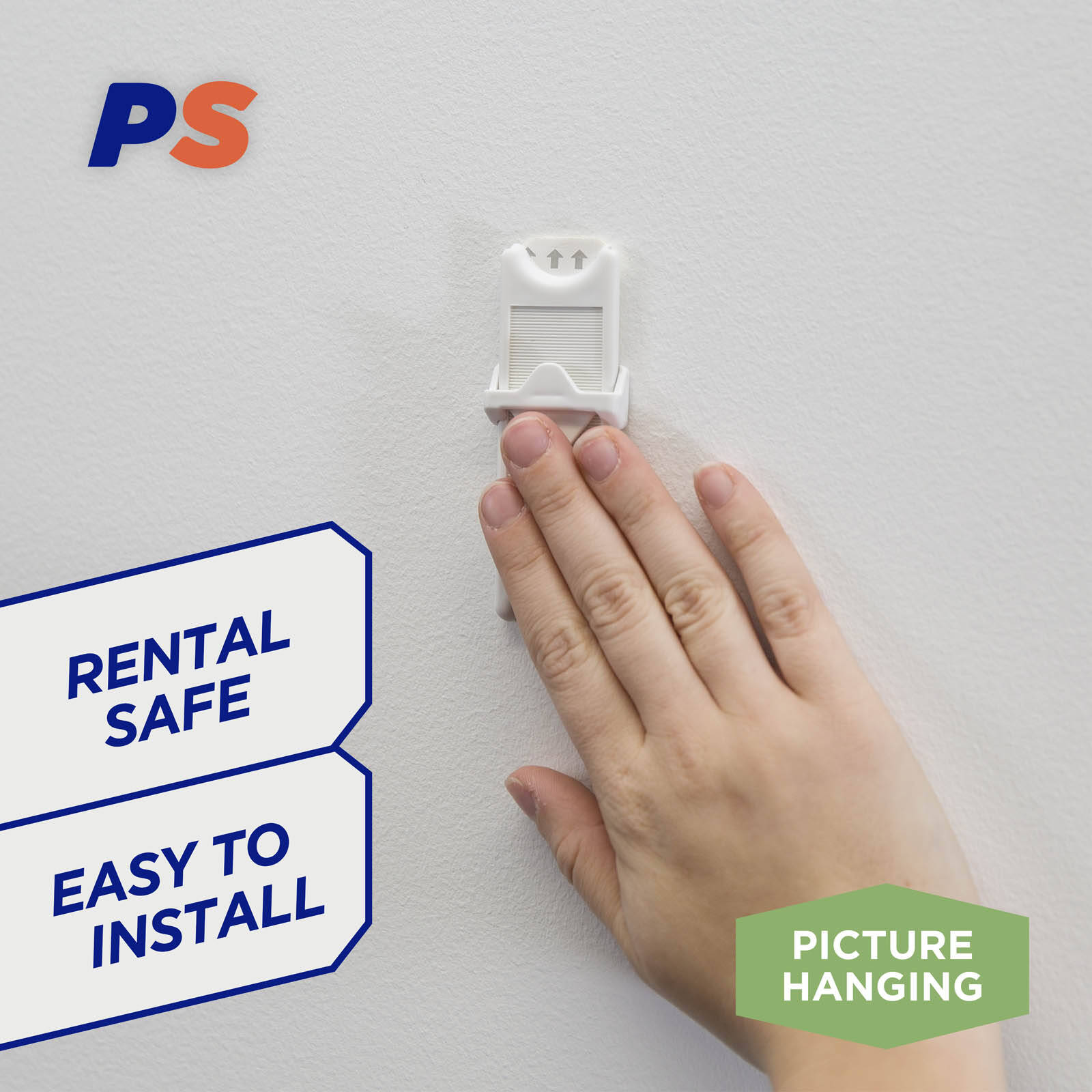 Permastik Adjustable Picture Hook 2 Pack - White Self Adhesive, No Drilling