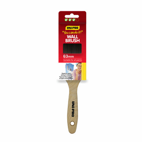 Uni-Pro 63mm You Can Do It Synthetic Wall Paint Brush, Timber Handle