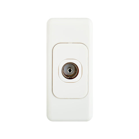 DETA Architrave PAL Outlet - White Polycarbonate Nickel Plated Slim TV Wall Plate