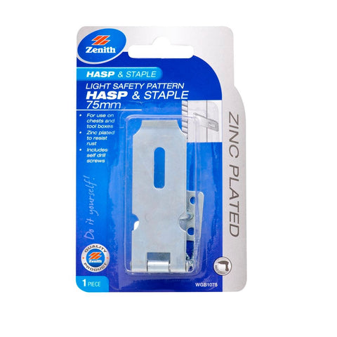 Zenith 75mm Zinc Plated Steel Light Safety Pattern Hasp and Staple