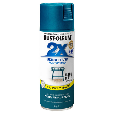 Rust-Oleum 2X Ultra Cover Ultra Matt Deep Teal Spray Paint 340g
