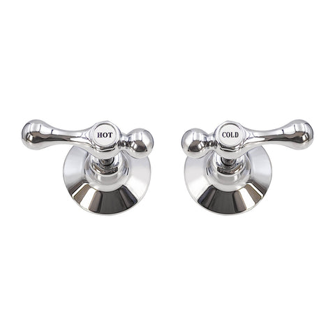 Shaw & Mason Chrome 1/4 Turn Lever Wall Top Assembly Pair Brass