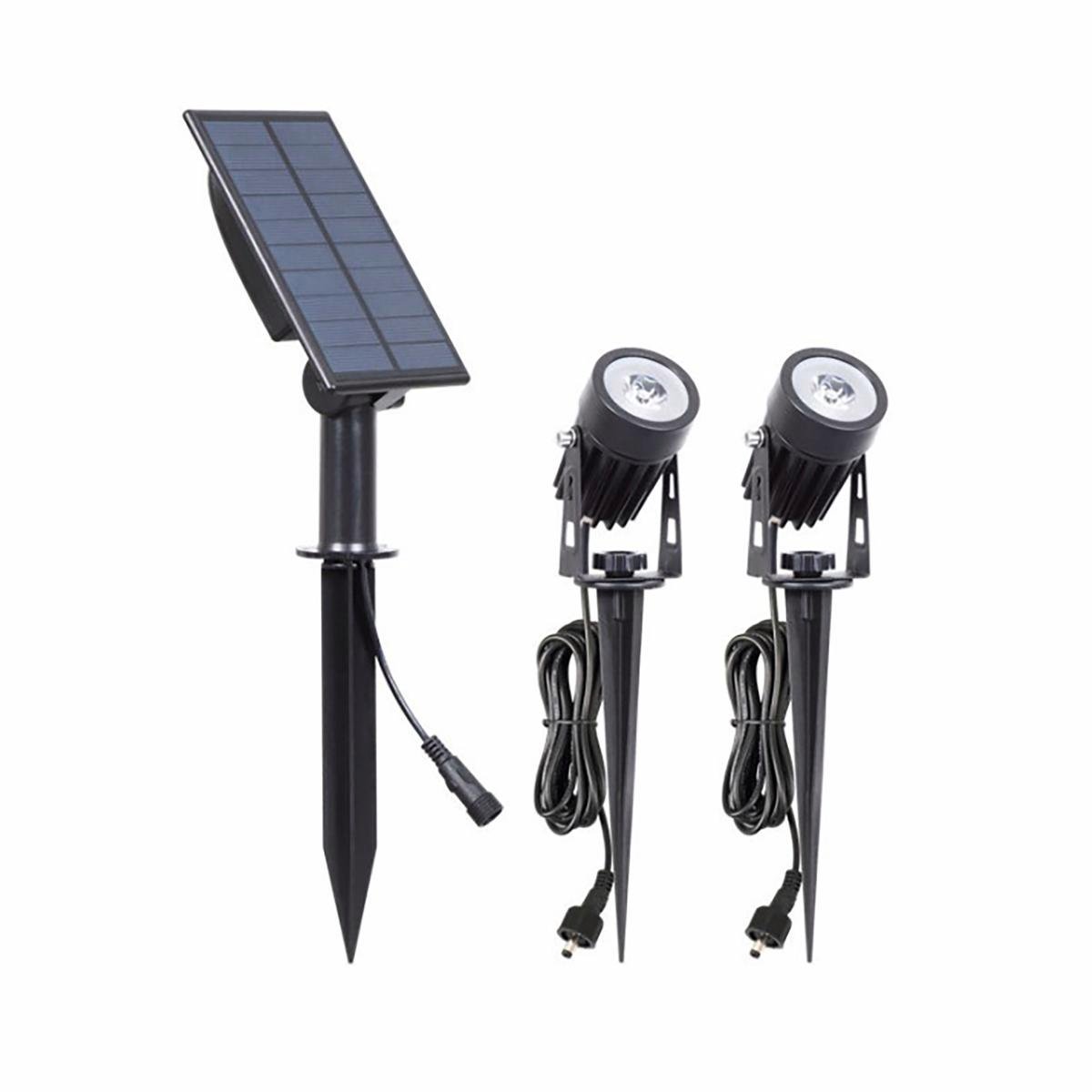 Gardenglo 200lm Solar Powered Twin LED Spotlight in Black GS2103-2