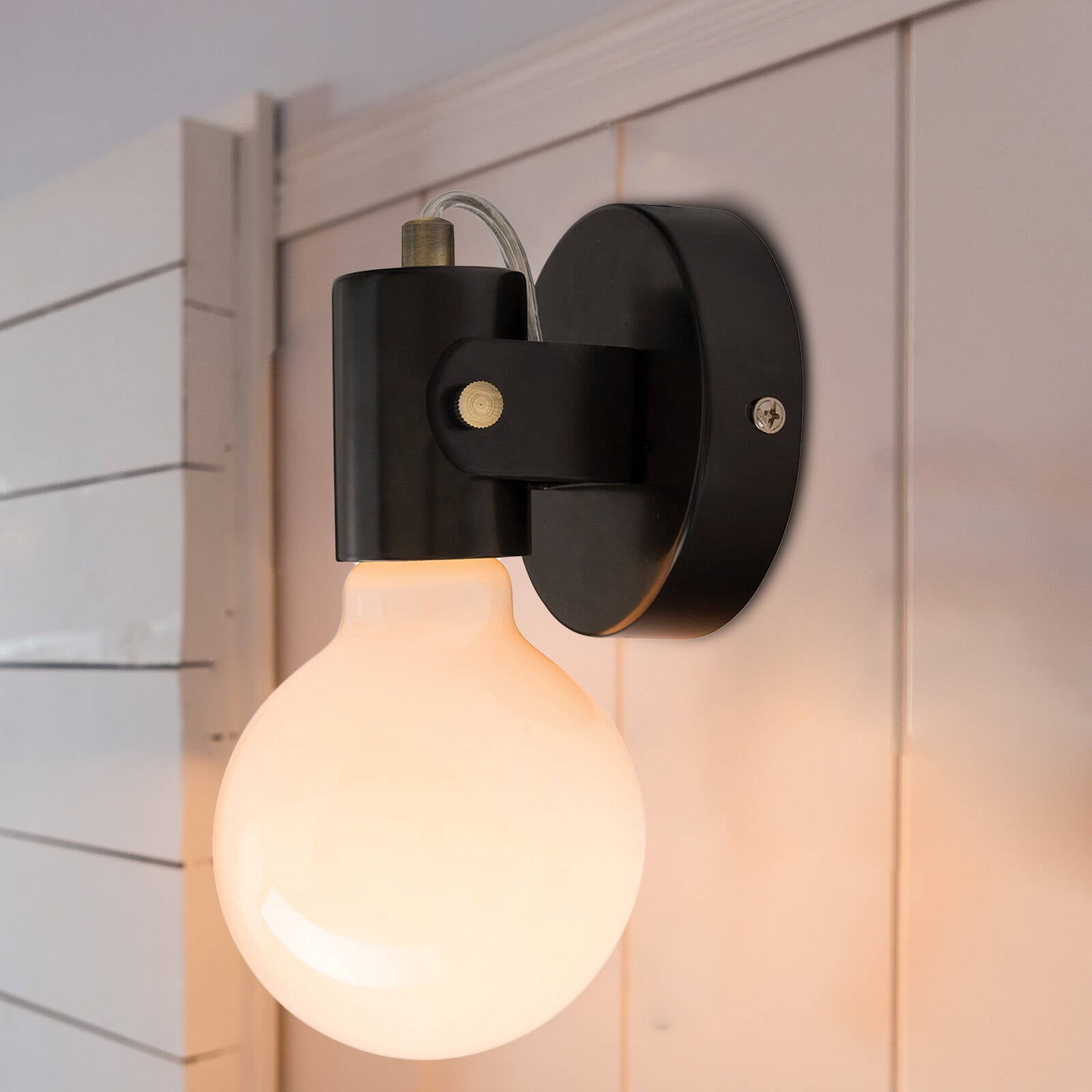 Brilliant Lighting Black Metta Metal Interior Wall Light Hardwired 240V 20390/06