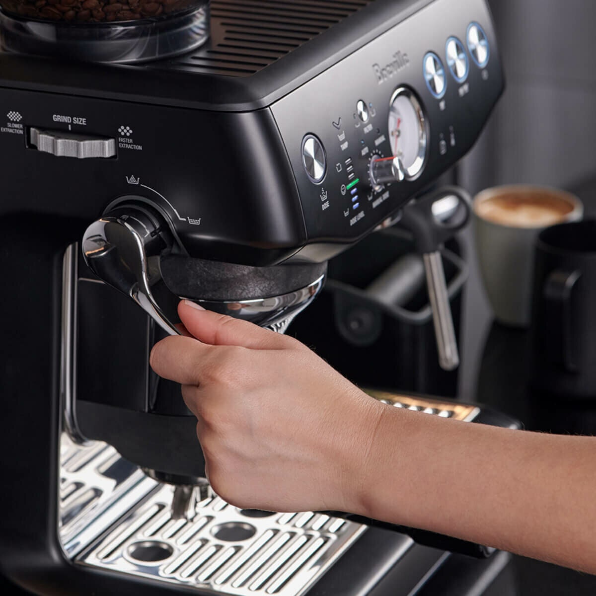 Breville Barista Express Impress Coffee Machine - Assisted Tamping, Black Truffle - BES876BTR4IAN1