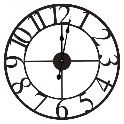 Tempus 60cm Classic Black Metal Wall Clock For Indoor And Outdoor Use